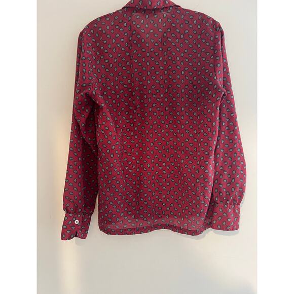 Vintage Etretat Button Down Casual Shirt Red Paisley Size M JL - Picture 4 of 7